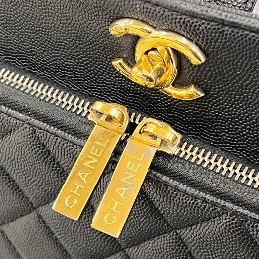 東區正精品㊣CHANEL Shoulder Bag 香奈兒黑色荔枝皮牛皮金鍊前口袋拉鍊手提包斜背包背包 RZ631-10