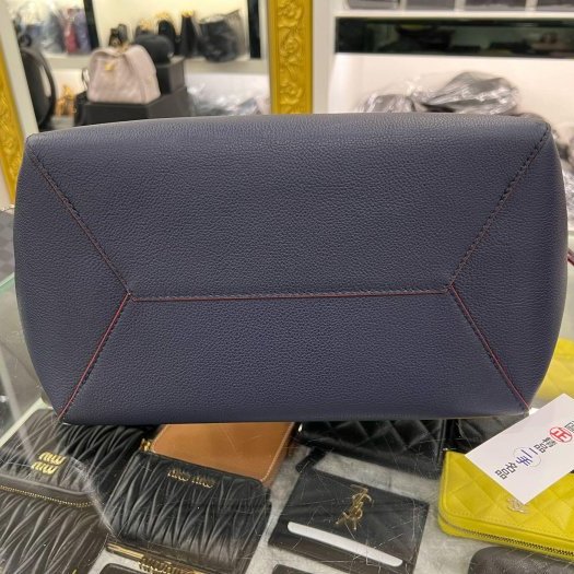 東區正精品㊣LOUIS VUITTON LV LOCKME 深藍色牛皮銀釦紅色內裡肩背包購物袋 RZ6310-8