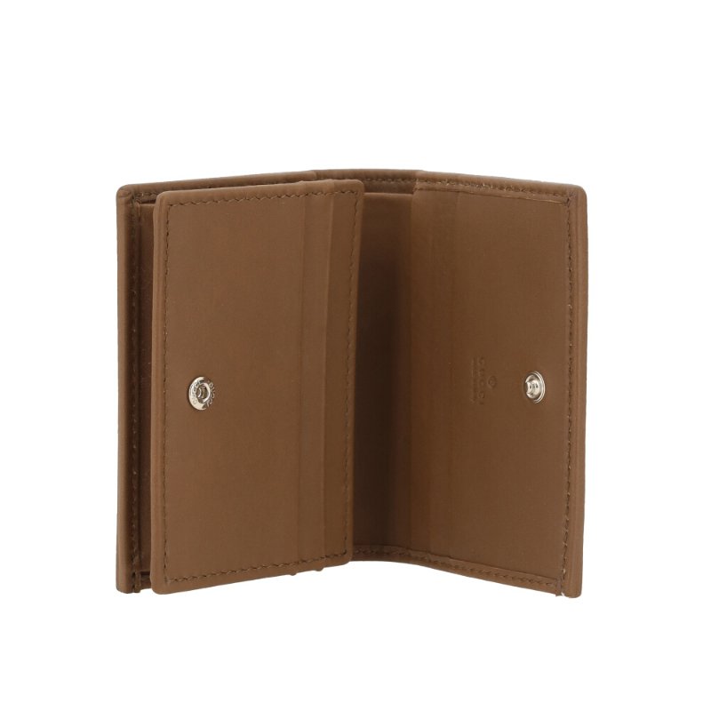 【GUCCI 古馳】Horsebit 1955 馬銜扣 皮革 皮夾 零錢包 短夾 卡夾 米色 深棕色 621887-4