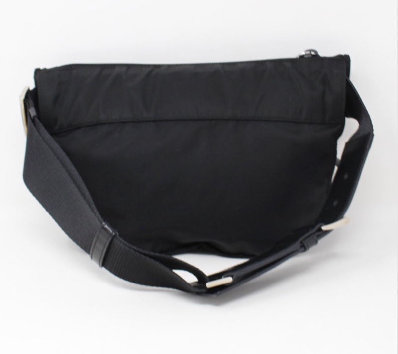 「JL精品代購」Prada黑銀降落傘多功能腰包挎包-4