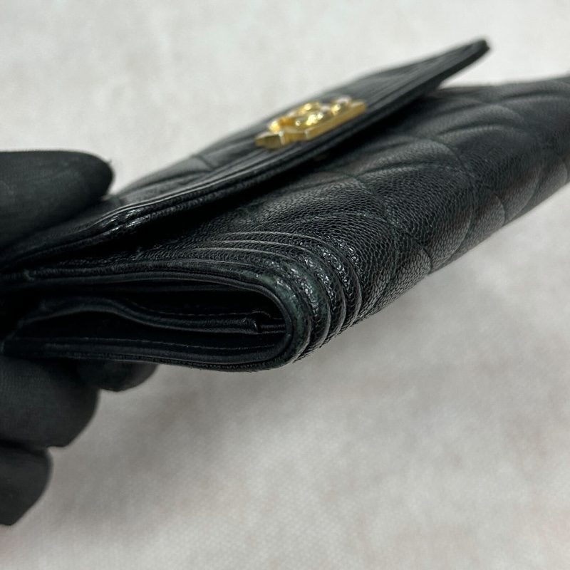 CHANEL | BOY 系列 黑金荔枝皮三折中夾-10