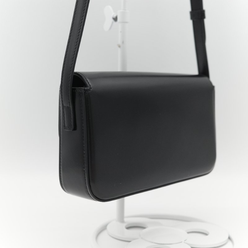 Celine 思琳 Claude 凱旋門 黑色 亮面小牛皮 金扣 長型 單肩包 腋下包-4