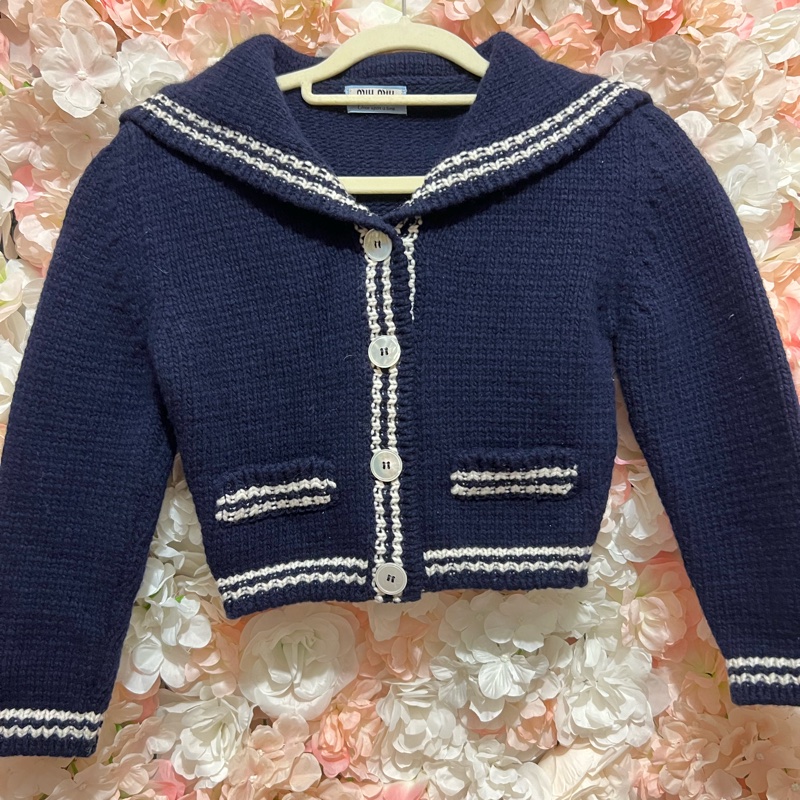 miumiu海軍領毛衣外套36碼-0