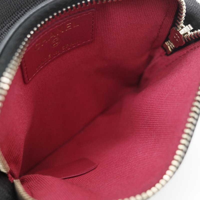 (大全配♥️)Chanel 香奈兒 19 大菱格紋 黑色羊皮 拉鍊 零錢包(卡位+零錢位)-12