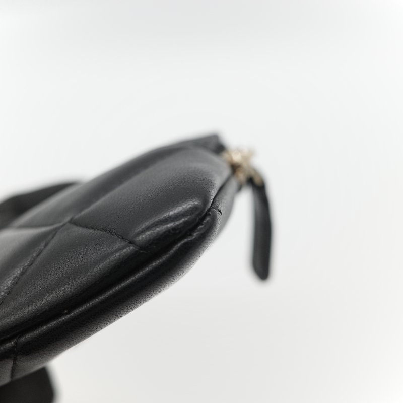 (大全配♥️)Chanel 香奈兒 19 大菱格紋 黑色羊皮 拉鍊 零錢包(卡位+零錢位)-16