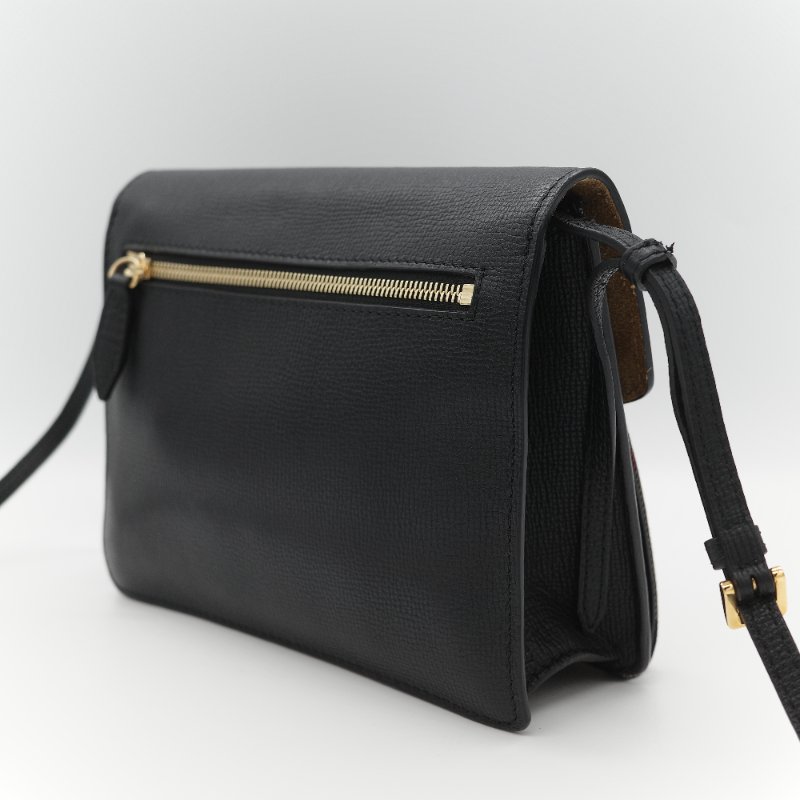 Burberry 巴寶莉 Small Macken 經典格紋 棕色牛皮 帆布 小型 斜背包 肩背包 馬鞍包-6