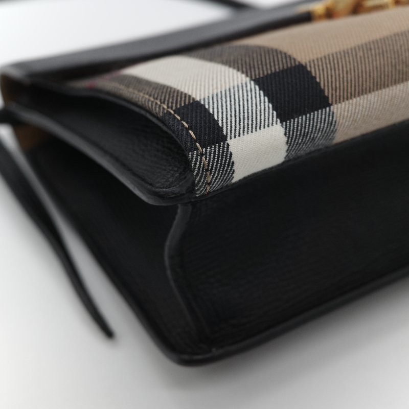 Burberry 巴寶莉 Small Macken 經典格紋 棕色牛皮 帆布 小型 斜背包 肩背包 馬鞍包-8