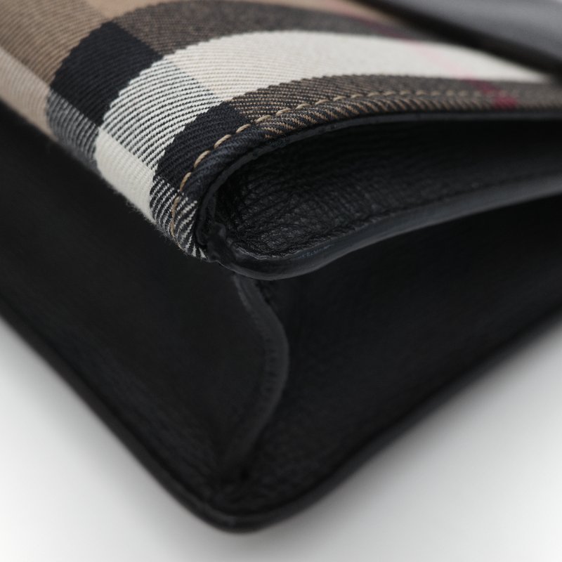 Burberry 巴寶莉 Small Macken 經典格紋 棕色牛皮 帆布 小型 斜背包 肩背包 馬鞍包-9