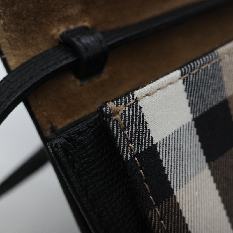 Burberry 巴寶莉 Small Macken 經典格紋 棕色牛皮 帆布 小型 斜背包 肩背包 馬鞍包-16