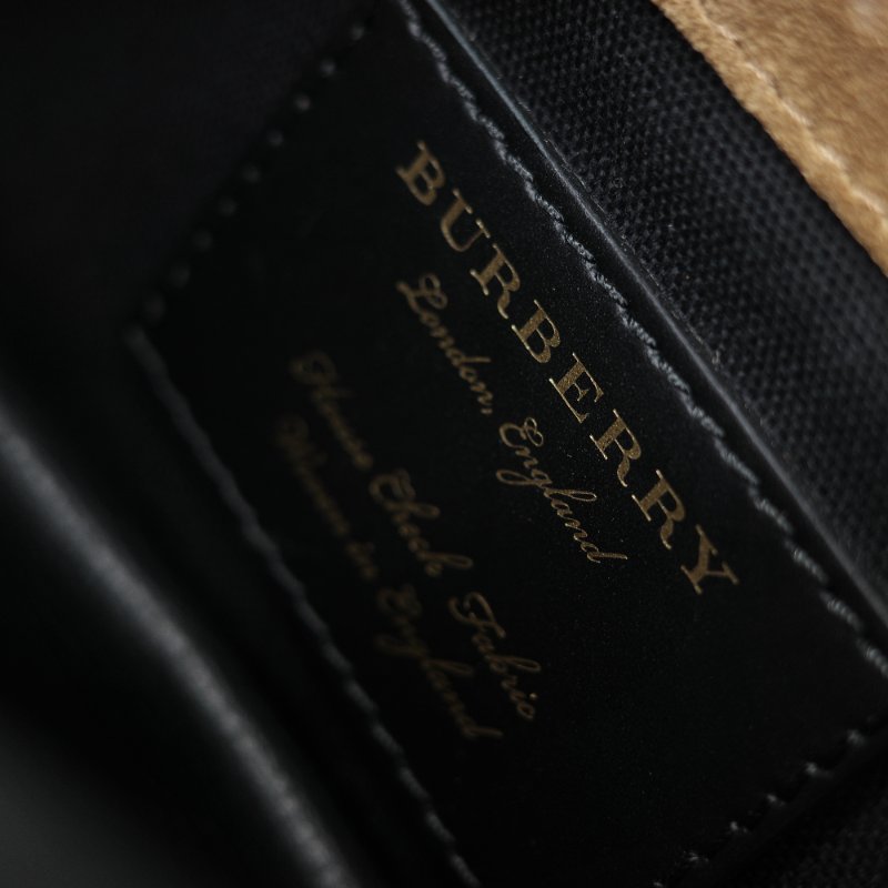 Burberry 巴寶莉 Small Macken 經典格紋 棕色牛皮 帆布 小型 斜背包 肩背包 馬鞍包-21