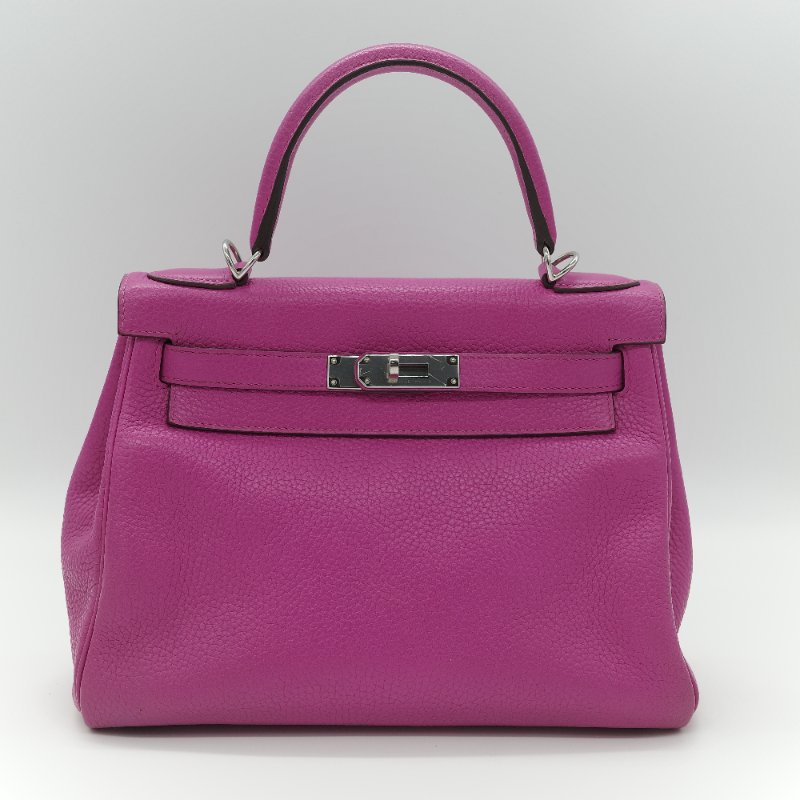 Hermès 愛馬仕 Kelly 28 凱莉 28 海葵紫 TC 牛皮 銀扣 手提包 斜背 兩用包-1