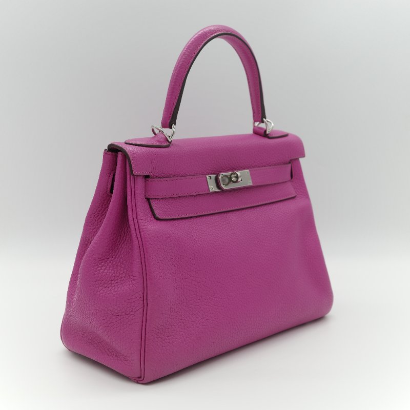 Hermès 愛馬仕 Kelly 28 凱莉 28 海葵紫 TC 牛皮 銀扣 手提包 斜背 兩用包-2