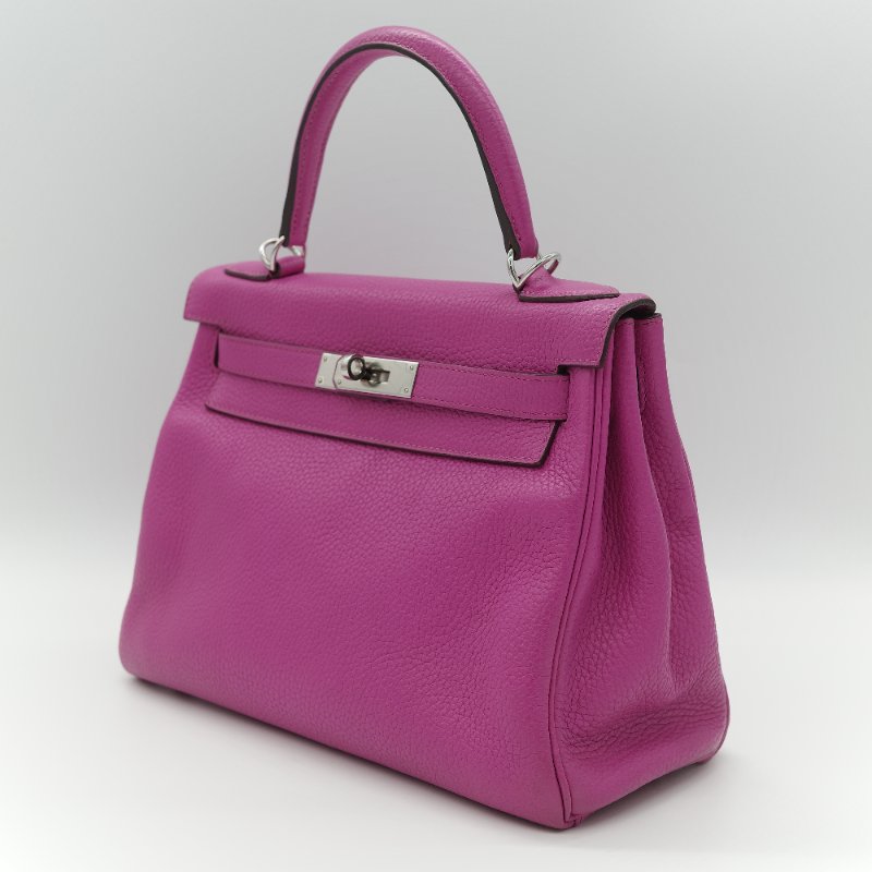 Hermès 愛馬仕 Kelly 28 凱莉 28 海葵紫 TC 牛皮 銀扣 手提包 斜背 兩用包-3