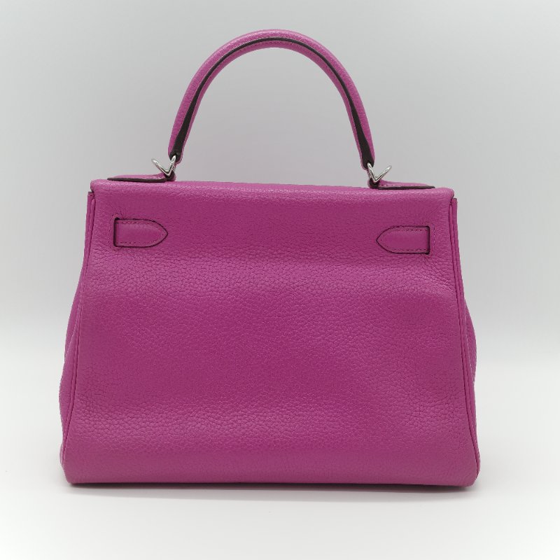 Hermès 愛馬仕 Kelly 28 凱莉 28 海葵紫 TC 牛皮 銀扣 手提包 斜背 兩用包-4