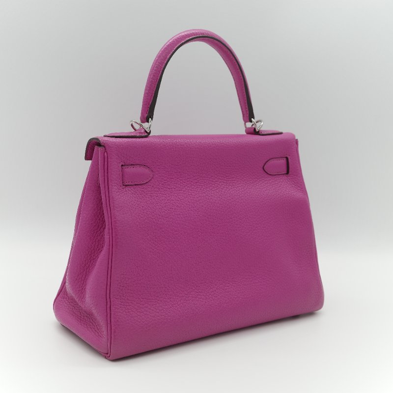 Hermès 愛馬仕 Kelly 28 凱莉 28 海葵紫 TC 牛皮 銀扣 手提包 斜背 兩用包-5
