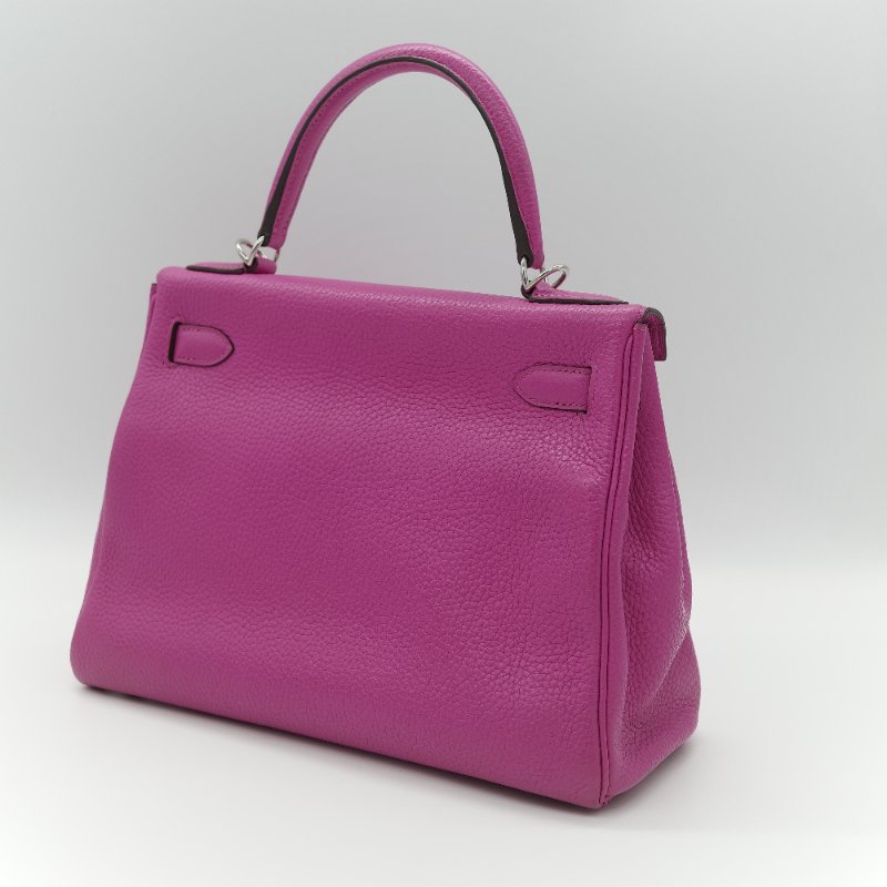 Hermès 愛馬仕 Kelly 28 凱莉 28 海葵紫 TC 牛皮 銀扣 手提包 斜背 兩用包-6