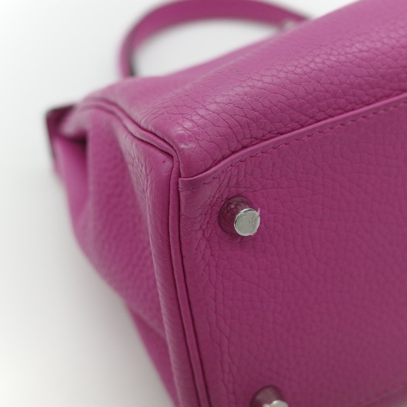 Hermès 愛馬仕 Kelly 28 凱莉 28 海葵紫 TC 牛皮 銀扣 手提包 斜背 兩用包-9