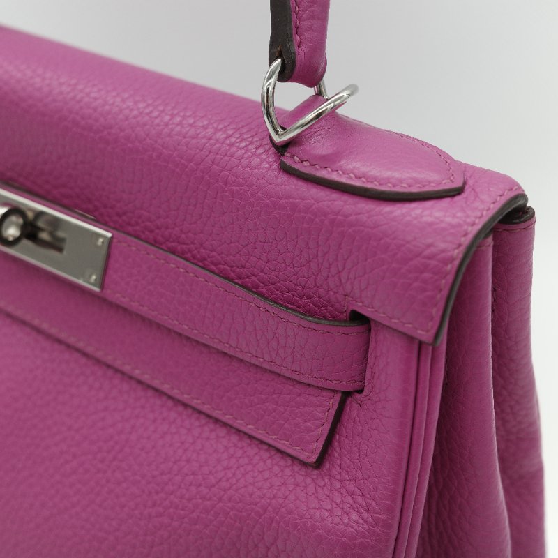 Hermès 愛馬仕 Kelly 28 凱莉 28 海葵紫 TC 牛皮 銀扣 手提包 斜背 兩用包-13