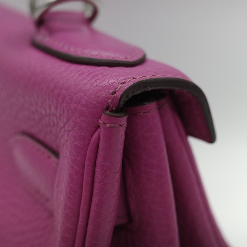 Hermès 愛馬仕 Kelly 28 凱莉 28 海葵紫 TC 牛皮 銀扣 手提包 斜背 兩用包-14