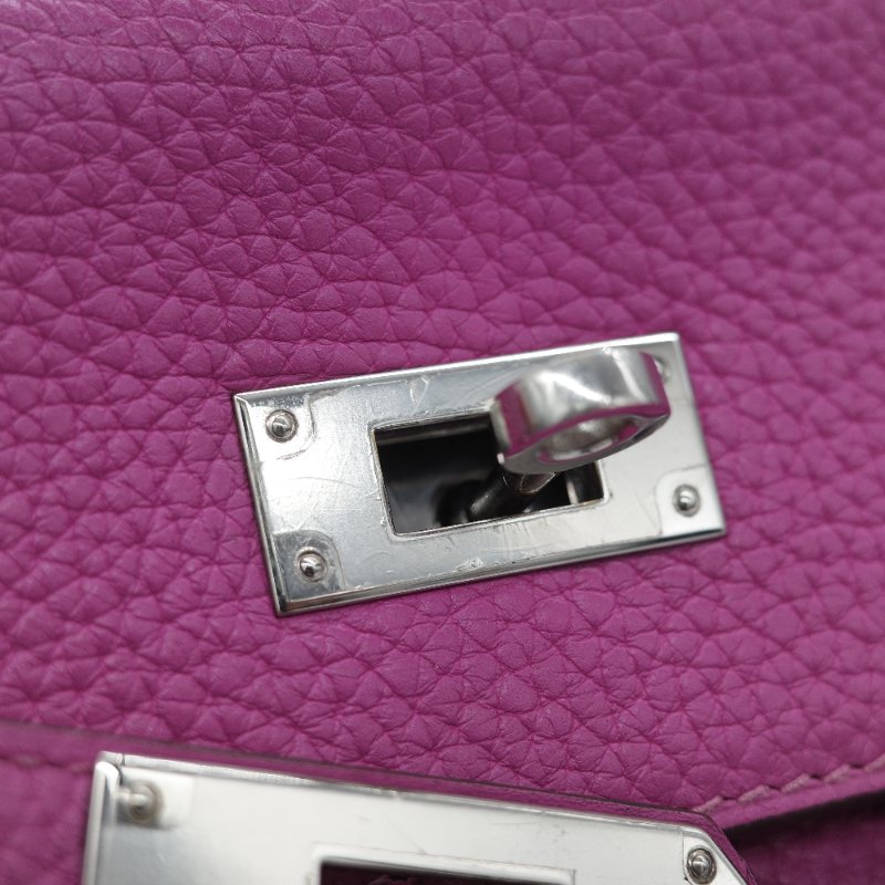 Hermès 愛馬仕 Kelly 28 凱莉 28 海葵紫 TC 牛皮 銀扣 手提包 斜背 兩用包-16