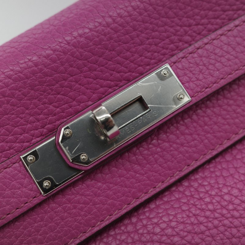 Hermès 愛馬仕 Kelly 28 凱莉 28 海葵紫 TC 牛皮 銀扣 手提包 斜背 兩用包-21