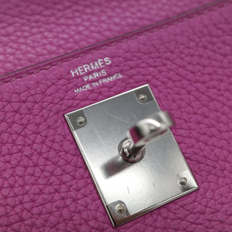 Hermès 愛馬仕 Kelly 28 凱莉 28 海葵紫 TC 牛皮 銀扣 手提包 斜背 兩用包-22