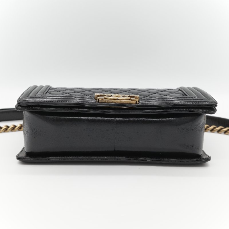 全網最低🌟品牌月特價(狀況好♥️配件齊全)Chanel 香奈兒 Leboy 25 菱格紋 油蠟牛皮 黑色 復古金扣 鏈條包 斜挎包 單肩包-10