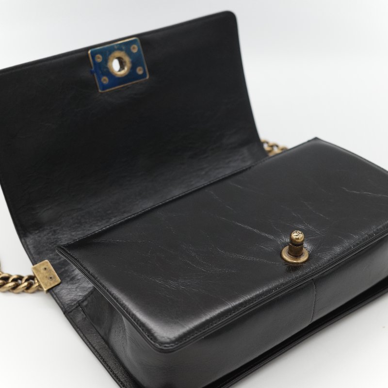 全網最低🌟品牌月特價(狀況好♥️配件齊全)Chanel 香奈兒 Leboy 25 菱格紋 油蠟牛皮 黑色 復古金扣 鏈條包 斜挎包 單肩包-11