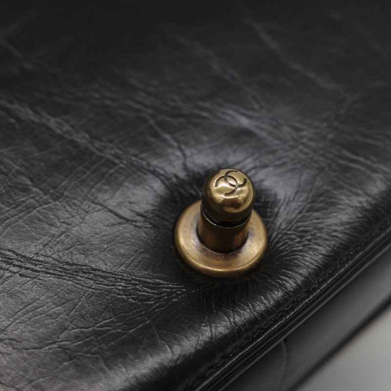 全網最低🌟品牌月特價(狀況好♥️配件齊全)Chanel 香奈兒 Leboy 25 菱格紋 油蠟牛皮 黑色 復古金扣 鏈條包 斜挎包 單肩包-13