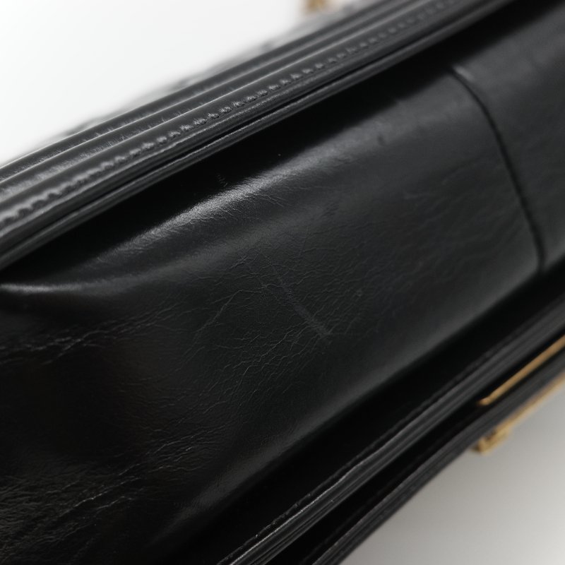 全網最低🌟品牌月特價(狀況好♥️配件齊全)Chanel 香奈兒 Leboy 25 菱格紋 油蠟牛皮 黑色 復古金扣 鏈條包 斜挎包 單肩包-14