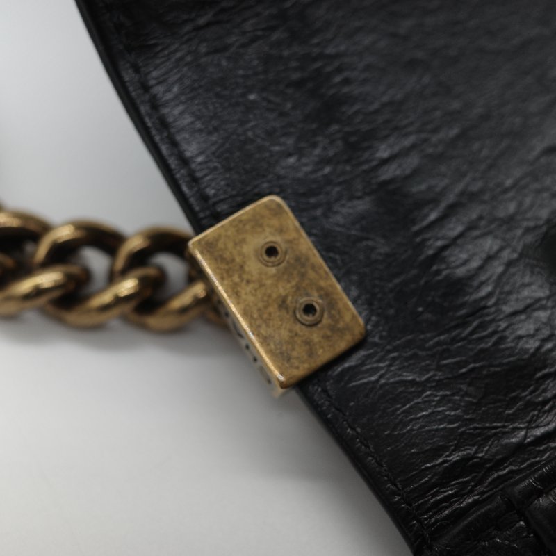 全網最低🌟品牌月特價(狀況好♥️配件齊全)Chanel 香奈兒 Leboy 25 菱格紋 油蠟牛皮 黑色 復古金扣 鏈條包 斜挎包 單肩包-18