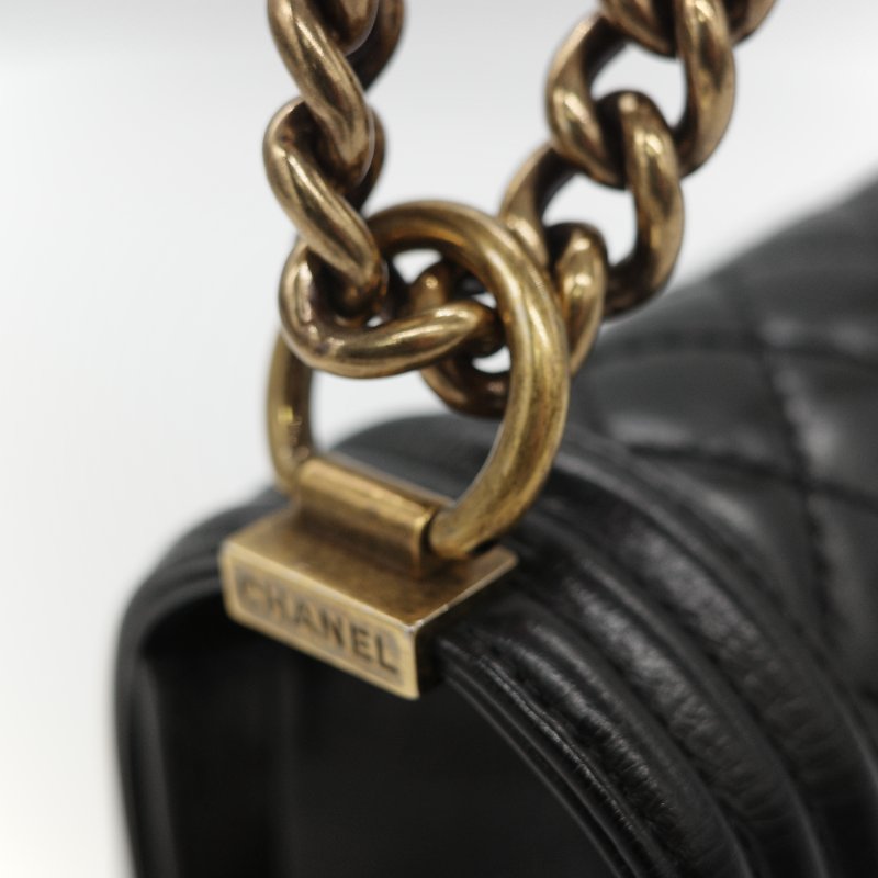 全網最低🌟品牌月特價(狀況好♥️配件齊全)Chanel 香奈兒 Leboy 25 菱格紋 油蠟牛皮 黑色 復古金扣 鏈條包 斜挎包 單肩包-19
