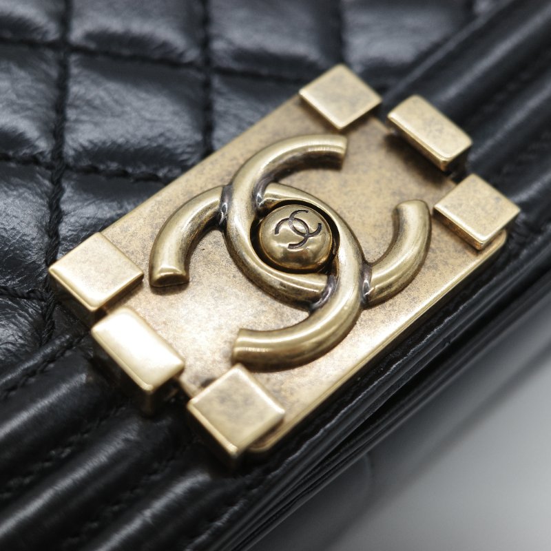 全網最低🌟品牌月特價(狀況好♥️配件齊全)Chanel 香奈兒 Leboy 25 菱格紋 油蠟牛皮 黑色 復古金扣 鏈條包 斜挎包 單肩包-21