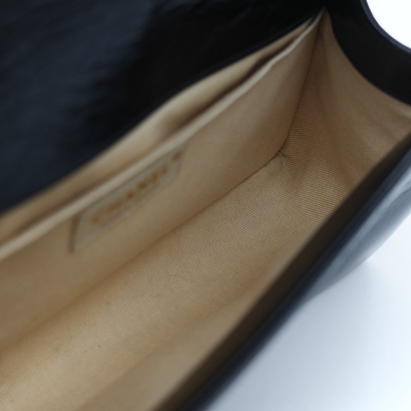 全網最低🌟品牌月特價(狀況好♥️配件齊全)Chanel 香奈兒 Leboy 25 菱格紋 油蠟牛皮 黑色 復古金扣 鏈條包 斜挎包 單肩包-23