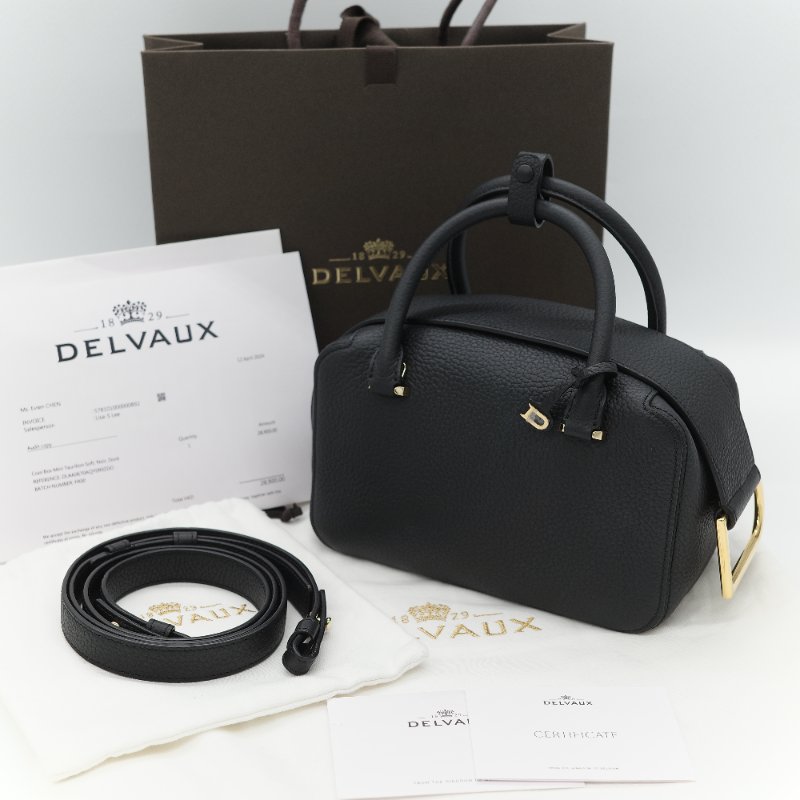 專櫃12 萬🌟全套全配（超級新♥️絕美必入）Delvaux 德爾沃 Cool Box 黑色 牛皮  Mini 21cm 手提包 斜挎包-0