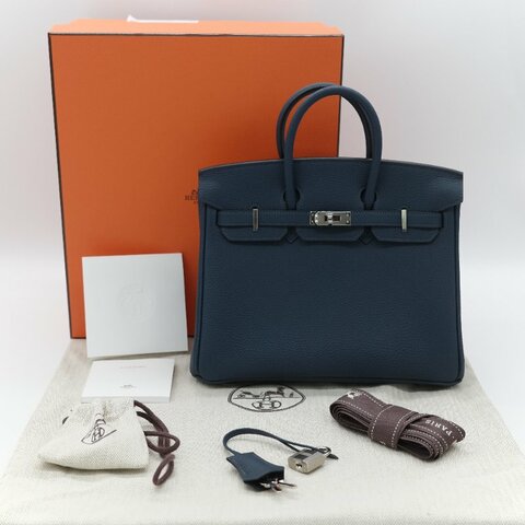 （全新品🌟）Hermès 愛馬仕 Birkin 25 普魯士藍 Togo 小牛皮 銀扣 手提包 柏金包 W 刻