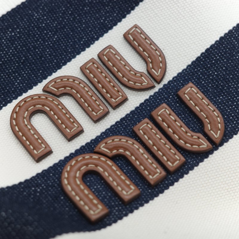 Miu Miu 繆繆 Ivy 藍白雙色 帆布 牛皮 大容量 單肩包 托特包-12