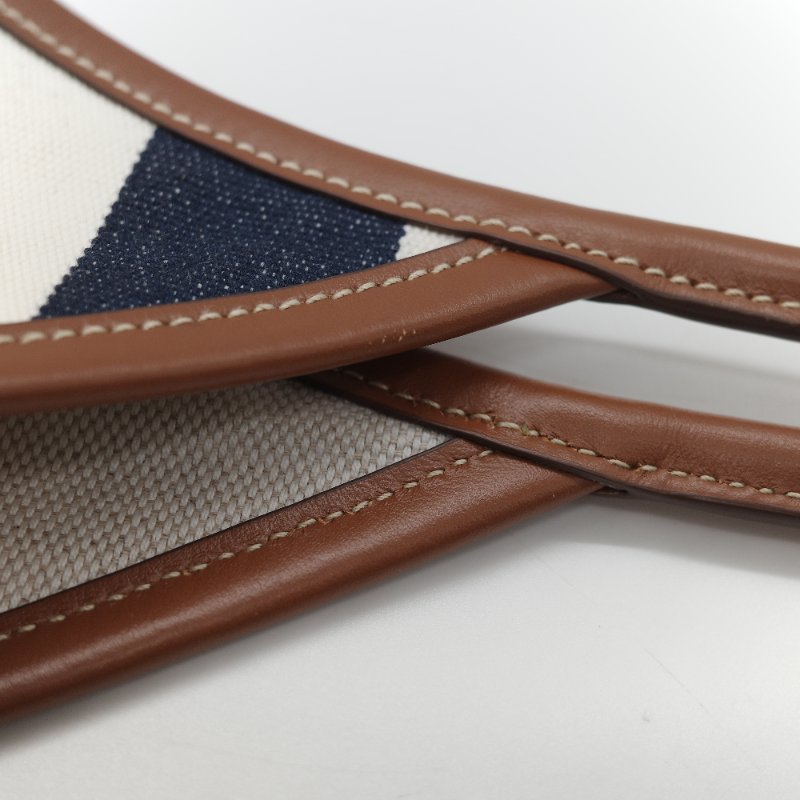 Miu Miu 繆繆 Ivy 藍白雙色 帆布 牛皮 大容量 單肩包 托特包-15