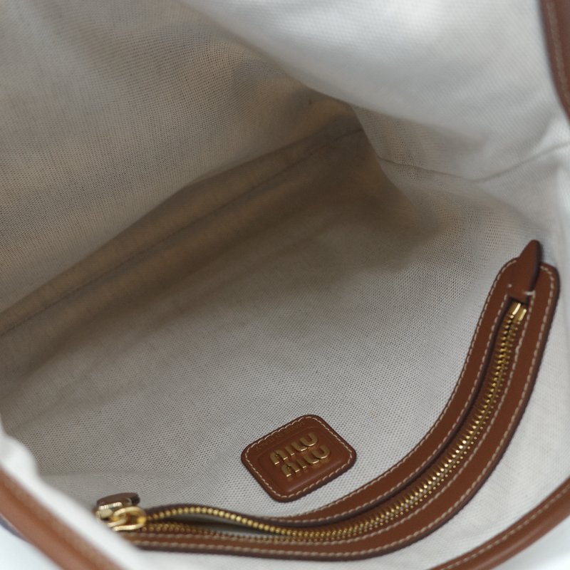 Miu Miu 繆繆 Ivy 藍白雙色 帆布 牛皮 大容量 單肩包 托特包-19
