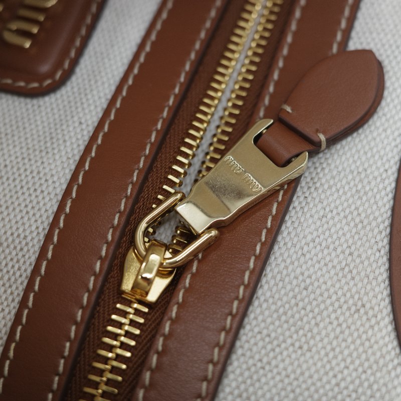 Miu Miu 繆繆 Ivy 藍白雙色 帆布 牛皮 大容量 單肩包 托特包-22