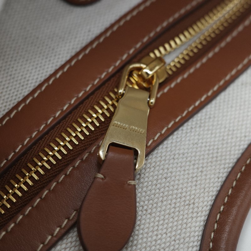 Miu Miu 繆繆 Ivy 藍白雙色 帆布 牛皮 大容量 單肩包 托特包-23