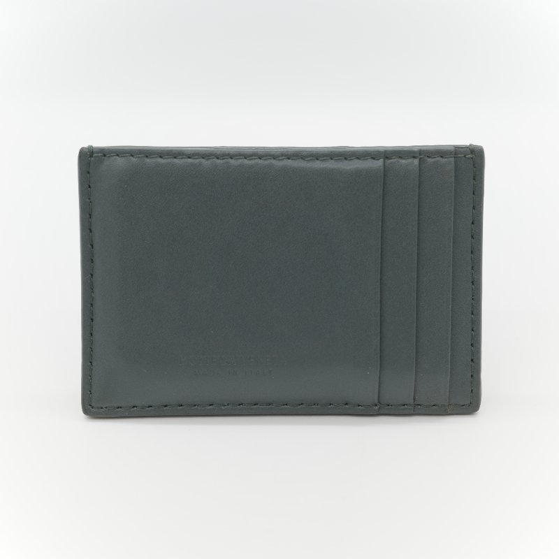 Bottega Veneta 寶緹嘉 Cassette 灰綠色 縫線編織 牛皮 卡片夾-2