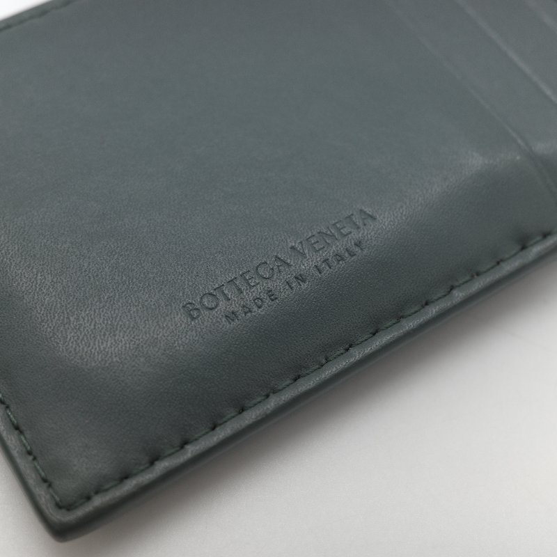 Bottega Veneta 寶緹嘉 Cassette 灰綠色 縫線編織 牛皮 卡片夾-5