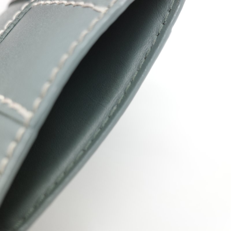 Bottega Veneta 寶緹嘉 Cassette 灰綠色 縫線編織 牛皮 卡片夾-6