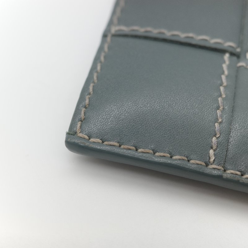 Bottega Veneta 寶緹嘉 Cassette 灰綠色 縫線編織 牛皮 卡片夾-9