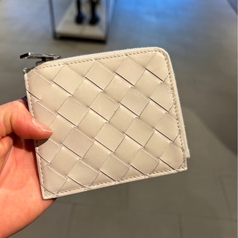 BOTTEGA VENETA 編織格紋拉鍊零錢卡包
