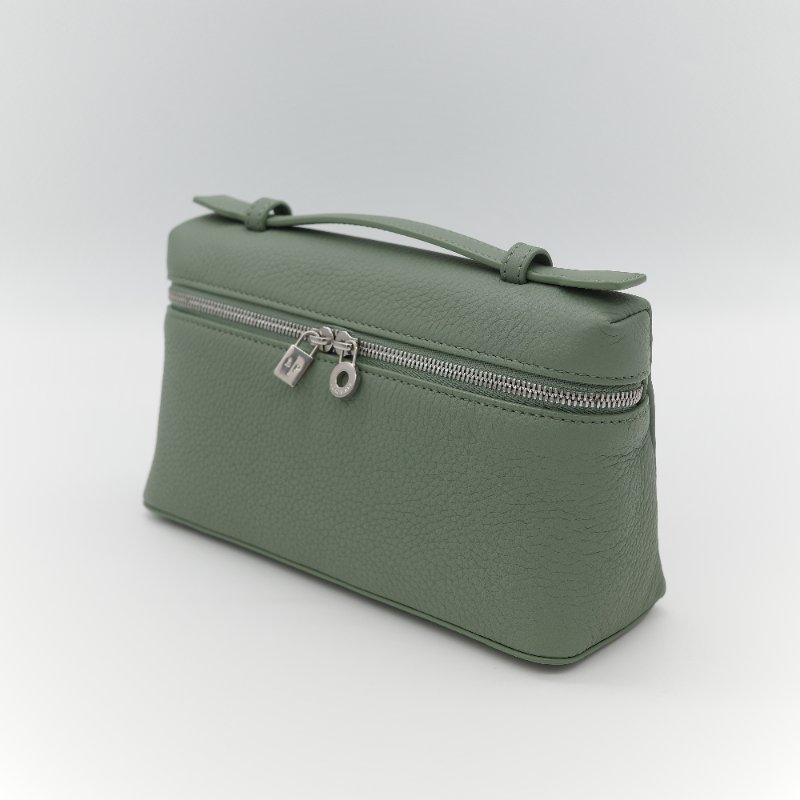 (全套全配♥️)Loro Piana Extra Pocket L19 綠色 小牛皮 手提包 斜背包 化妝包-3