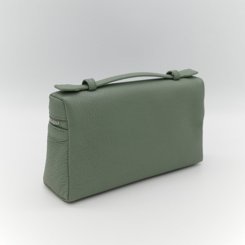 (全套全配♥️)Loro Piana Extra Pocket L19 綠色 小牛皮 手提包 斜背包 化妝包-5