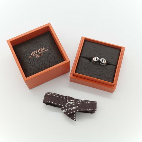 Hermès 愛馬仕 Chaîne d'ancre Enchaînée 豬鼻子 925 純銀 多環連結 戒指