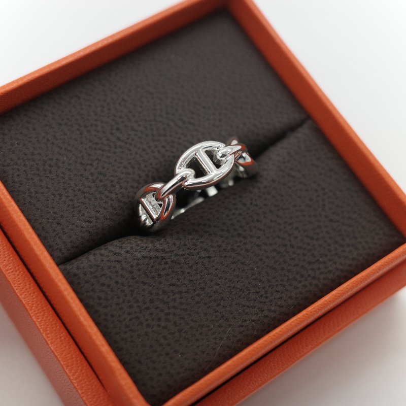 Hermès 愛馬仕 Chaîne d'ancre Enchaînée 豬鼻子 925 純銀 多環連結 戒指-1